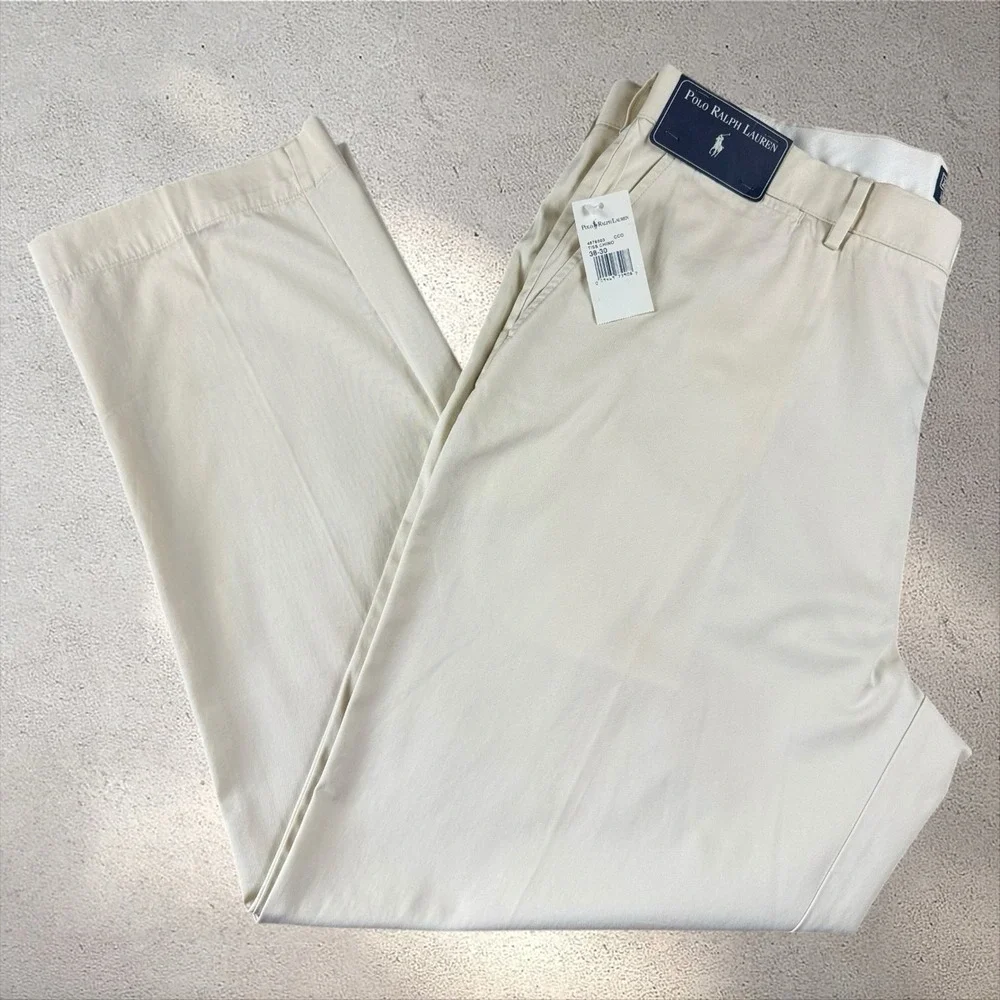 NWT‎ Polo Ralph Lauren Pants Mens 38x30 Tiss Chino Vintage 90s Khaki